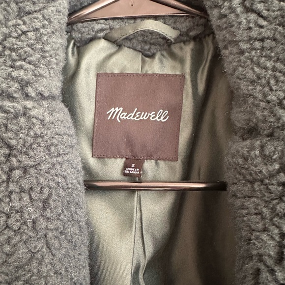Madewell Women’s Small (Re)sourced Sherpa Teddy Long Coat Smoky Spruce - Picture 6 of 11